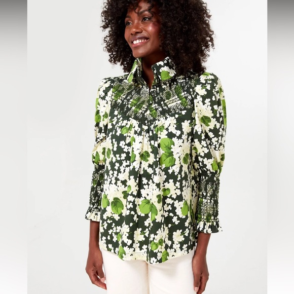 Tuckernuck Noir Hydrangea Blooms Haskell Blouse - Picture 3 of 4